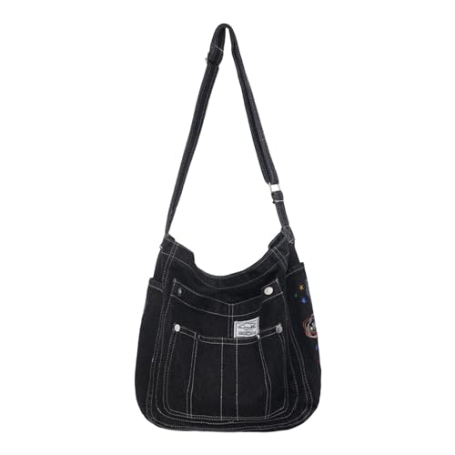 Sac en denim pour le shopping et les loisirs avec pochette femme élégante