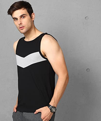 Image of Alan Jones Clothing - Men's Cotton Colorblocked Sleeveless Regular Fit T-shirt
