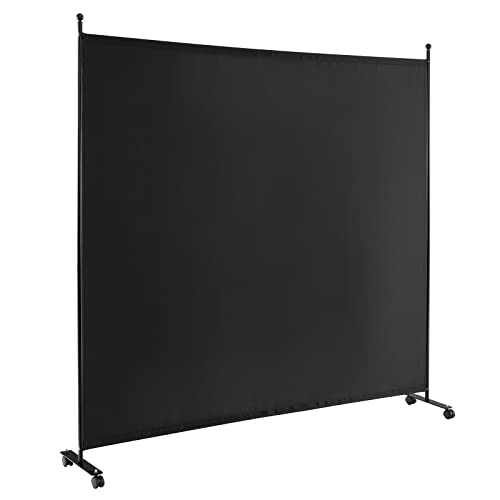 GIANTEX Biombo de 184 x 184 cm con Ruedas Giratorias, Separador de Habitación, 1 Pieza, Protección Privada, Divisor Pared de Tela, Ruedas Bloqueables (Negro)