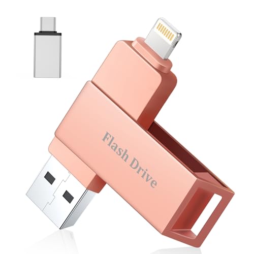 Vackiit「2026正規MFi認証品」iPhone用 usbメモリ128GB phone 写真データ保存 usb 高速 USB 3.0 phone用外付けメモリiPhone/iPad/iPod/Win/Mac兼用 タイプc usbメモリ セキュリティ機能付 phoneバックアップ 携帯容量不足解消 ピンク