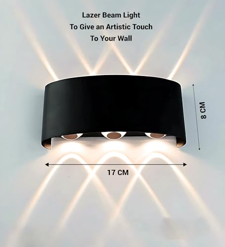 Image of FILLISKA Aluminium Led Indoor /Outdoor LED Wall Light, Ip-65 Rainproof & Shockproof Body (3Up 3Down Warmwhite Lazer)