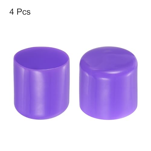 Image of uxcell 4pcs Rubber End Caps 40mm(1 9 /16 inch) ID Vinyl PVC Round Tube Bolt Cap Cover Screw Thread Protectors Purple, 40mm Height