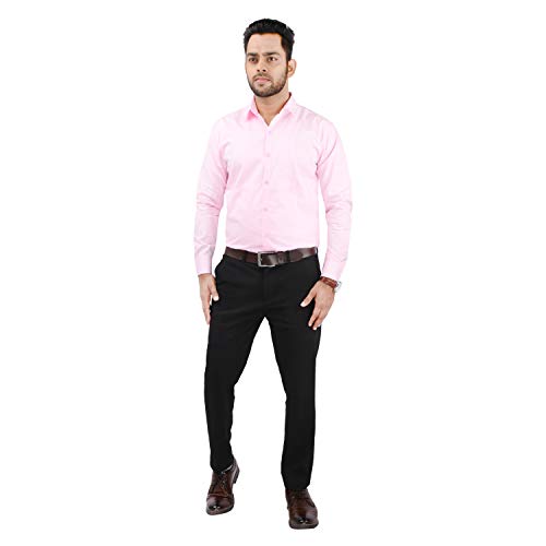Image of Men's Solid Cotton Blend Formal Shirt with Pocket | Plain Design with Spread Collar & Full Sleeves - Regular Fit (Pack of 2)