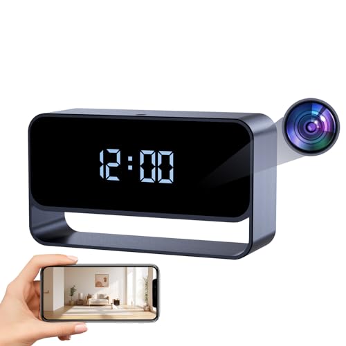 Hidden Camera Clock, FHD 1080P Wireless Secret Cam, WiFi Nanny Cam, Strong Night Vision, Small Discreet Cam for Home Indoor Security