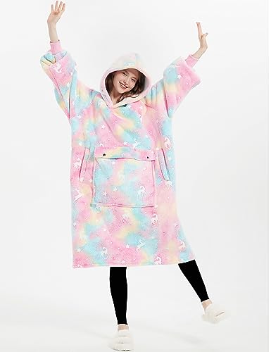 Image of KFUBUO Wearable Blanket Hoodie for Adults With Pocket Glow in the Dark | Extra Long, Sherpa, Fuzzy Blanket, Oversized Sweatshirt Blanket, Kangaroo Pouch, Cute Birthday Gifts for Women, Cute Stuff
