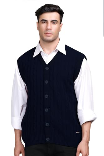 Image of V Neck Cardigans for Men - Woolen Sleeveless Sweater for Man Winter Wear