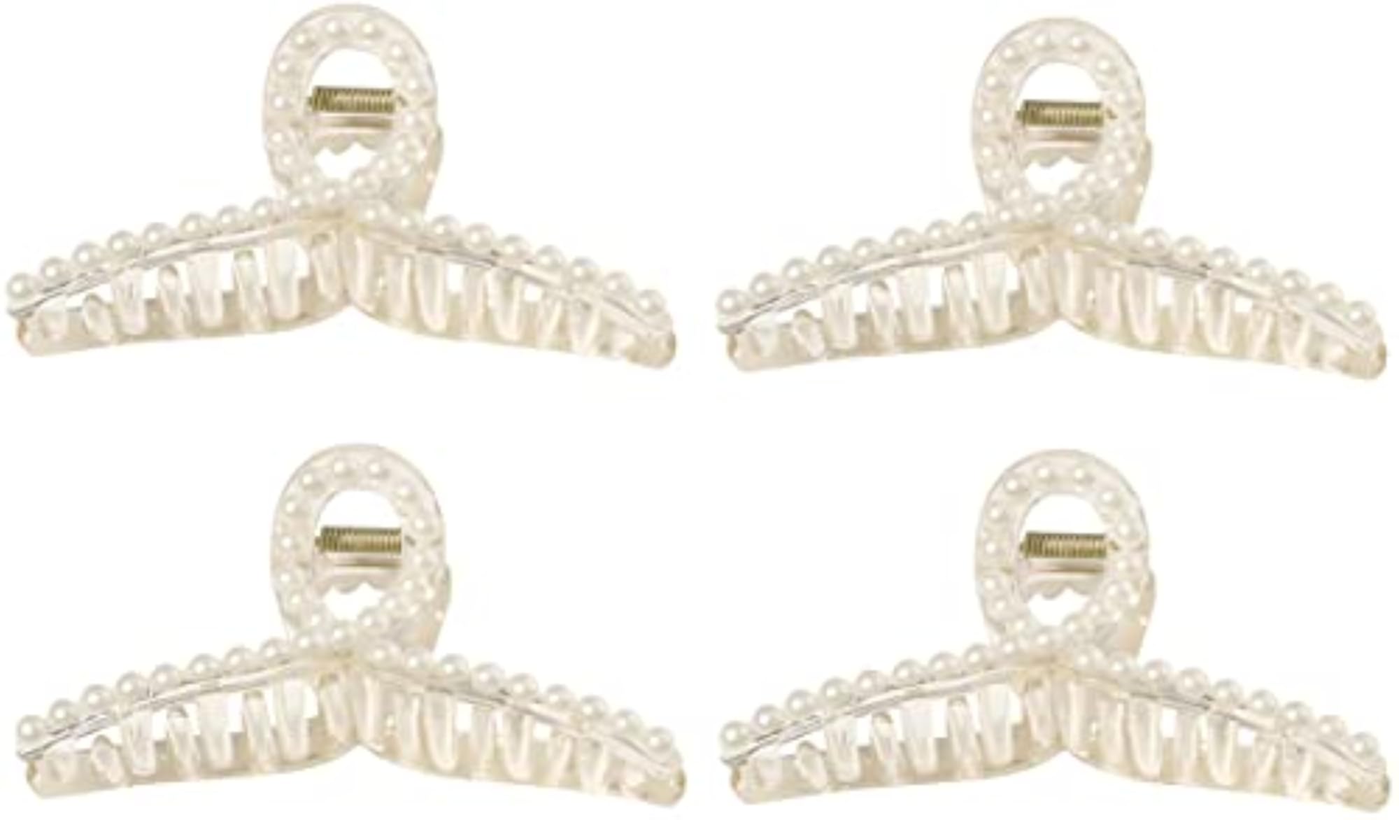4 Pcs Small Pearl Large Hair Claw Clips for Women & Girls