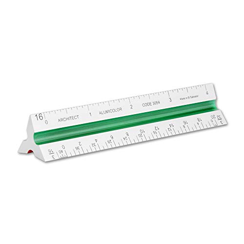 Image of Alumicolor Aluminum Architect Color-Coded Solid Drafting Scale, 4IN, Silver