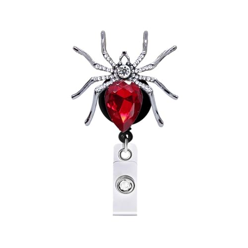 Red Spider Retractable Badge Holder Reels Cute Halloween Spider Badge Clips Acrylic Alligator Badge Clip for Students School Pediatric Nurses Medical Assistant ID Badges Name Tag Card