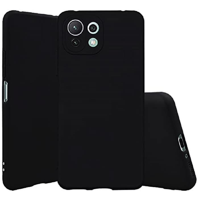 Image of Mobile Back Cover Case for Xiaomi Mi11 Lite 5G (Silicone Case|CameraProtection|Black SC1510)