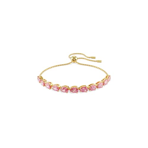 Swarovski Matrix bracelet, Pear cut, Pink, Gold-tone finish