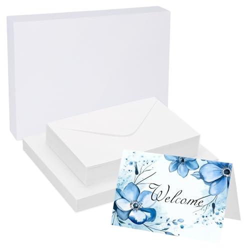 PATIKIL 40 Sets Pure Cotton Watercolor Cards 140lb/300 GSM Postcards with Envelopes for Art Painting Creative Thank Notes, 4x6 Inch Foldable Size(White Box)