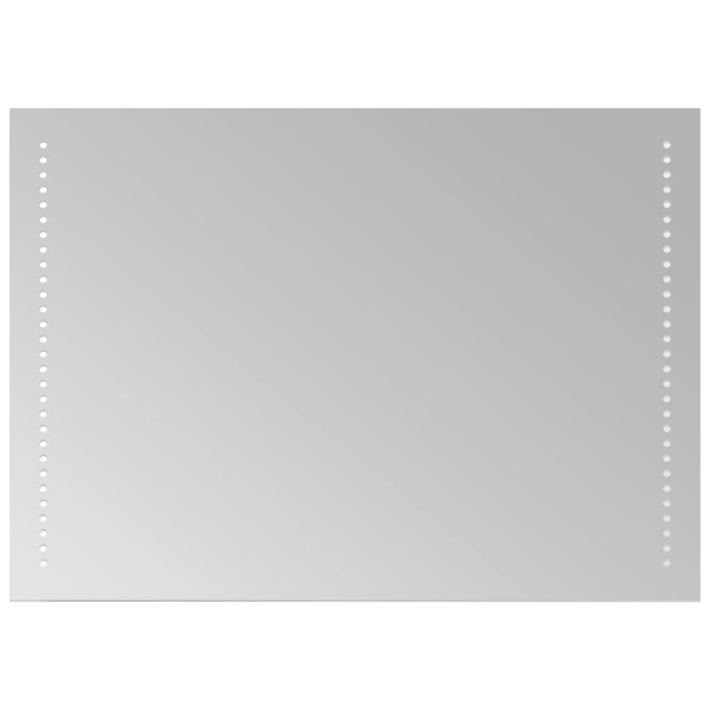 KGHFDVB IP65 Waterproof LED Bathroom Mirror 50x70 cm, Wall Mounted Vanity Mirror with USB Interface, Hooks Included for Vertical or Horizontal Installation