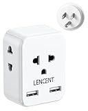 LENCENT EU to US Plug Adapter, European to USA Outlet Adaptor with 2 USB, Europe to American Outlet, 3-Sided Outlet Extender, Wall Tap, Mini Charger Box, Travel Plug Converter