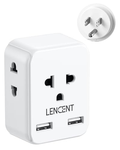 LENCENT EU to US Plug Adapter, European to USA Outlet Adaptor with 2 USB, Europe to American Outlet, 3-Sided Outlet Extender, Wall Tap, Mini Charger Box, Travel Plug Converter