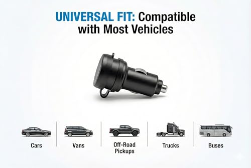Image of Cliff Top Extended Hella DIN Motorcycle Dual USB Cigarette Lighter Adapter | Extended Hella DIN /Powerlet plug, 12V /24V converter, dual USB charger, cigarette lighter socket, motorcycle use only, DC gear
