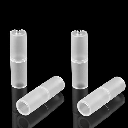 Puco 4 adaptadores de batería de tamaño AAA R03 a AA LR6 + caja de plástico