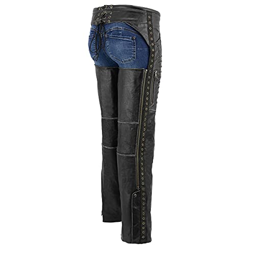 Image of Milwaukee Leather Premium Leather Motorcycle Riding Chaps for Women Bikers