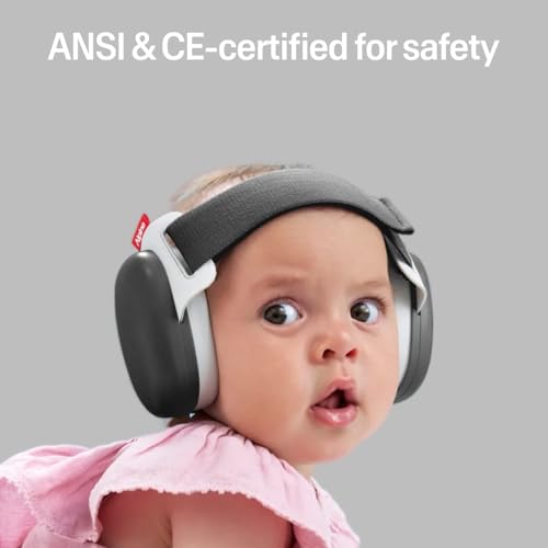 Image of Alpine Muffy Baby Comfort - Protects Hearing for Babies and Toddlers - CE & ANSI Certified - Headband for Safe fit & Comfort - Adjustable for Ages 3-48 Months - 24dB Sound Reduction, Black