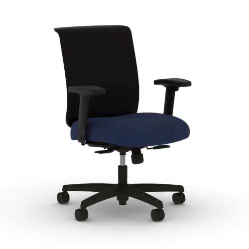 Image of HON Convergence Ergonomic Office Chair with Mesh Back, Adjustable Arms, Lumbar Support, Synchro‑Tilt Desk Chair with Wheels for Home Office or Computer Use, Black Frame, Indigo