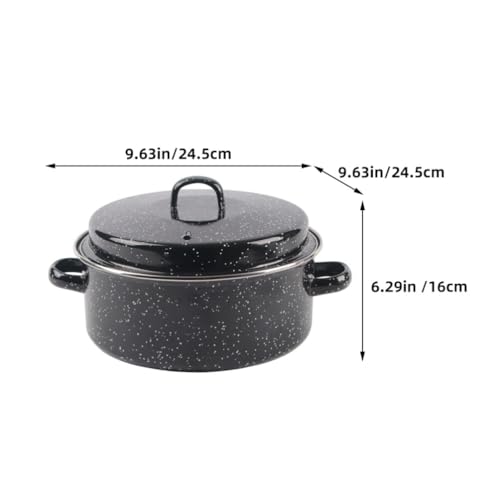 Ustensile de cuisine pratique plat à rôtir émail avec couvercle pour four et barbecue - 7