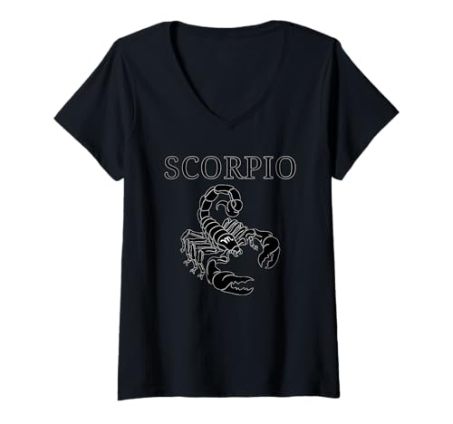 Womens Scorpio Astrology Large Scorpion Zodiac Sign & Scorpio Name V-Neck T-Shirt