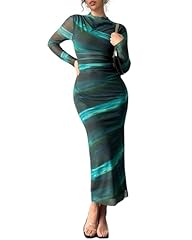 B Dark Green Side Slit Dress
