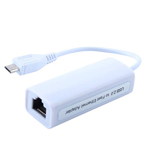 Image of BigPlayer Micro USB to RJ45 Ethernet LAN Network Interface Cable Adapter 10 /100 Mbps Wired Internet Connector for Compatible Devices White
