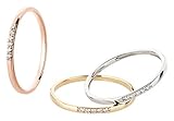 Ardeo Aurum Damenring aus 375 Gold Weißgold mit 0,05 ct Diamanten Brillant Vorsteckring schmal Stapelring Gr. 50