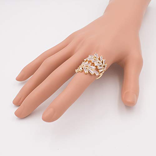 Lavencious Art Cocktail Fashion Ring Size Adjustable From 6-8.5 Cubic Zirconia Jewelry For Women (Gold) #TOP3