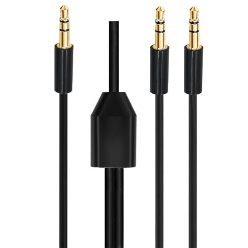 Cable divisor de audio de 3,5 mm TRS macho a dos machos AUX estéreo de 2 metros en color negro