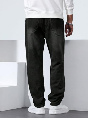 Image of Lymio Jeans for Men | Loose Fit Baggy Denim Pants | Mens Stylish Light Blue Wide Leg Vintage Washed Trousers | Casual Button Front Classic Pocket Styling Comfortable Streetwear Pant (LU-76-77)