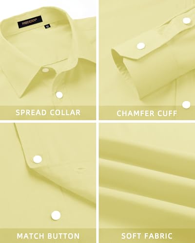 Image of HISDERN Mens Dress Shirt with Tie Pocket Square Set Classic Button Down Shirt Matching Tie Long Sleeve Shirts