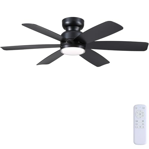 Kviflon 46 Inch Modern Ceiling Fans with Lights Remote Control, Black