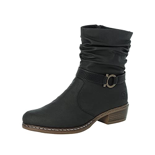 Rieker Y08r1 Botte tendance femme confortable avec fermeture éclair noire