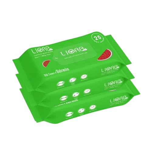 Image of Wet Wipes - Daily Cleansing, Refreshing & Moisturizing Facial Wipes | Watermelon | Anti-Acne, Biodegradable & Non-Alcoholic | 25 Wipes Each, Pack of 3 (Total 75 Wipes)