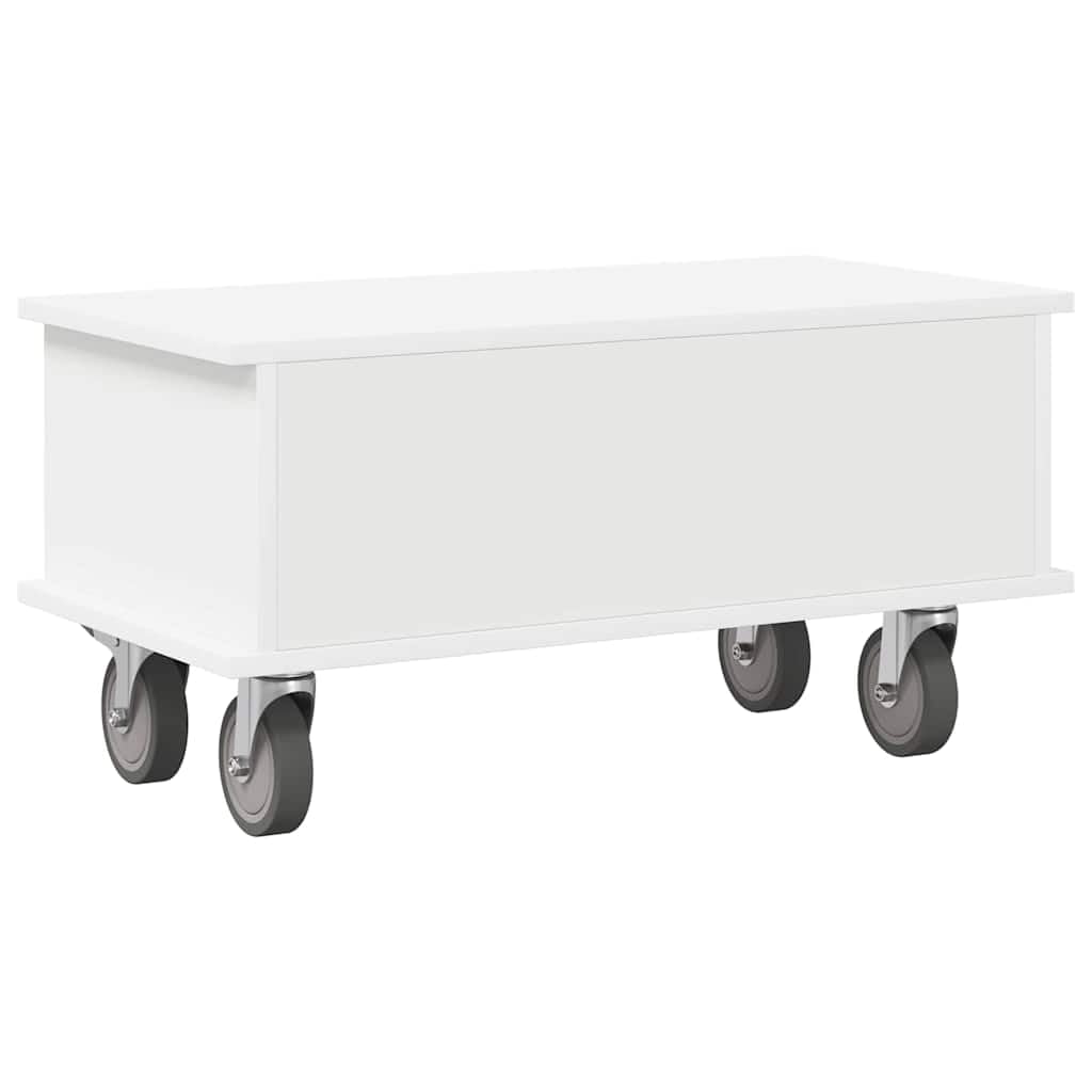 Mobile TV bianco in legno 68,5 x 35 x 35 cm con spazio e gestione dei cavi, mobile basso moderno per soggiorno, home theater, gaming e stoccaggio