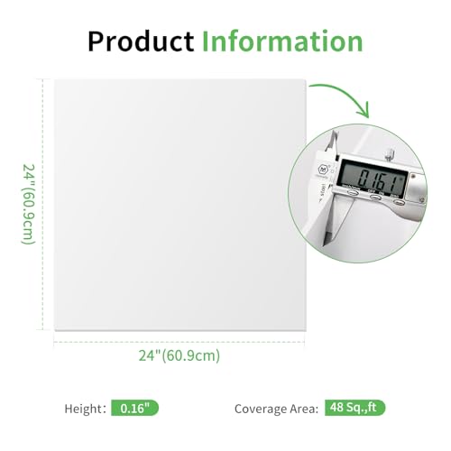 Image of Art3d 24 inchx24 inch Smooth Drop Ceiling Tiles (48 Sq.Ft), 12-Pack 2ft x 2ft PVC Tiles for Home and Office, Waterproof and Reusable Plastic Ceiling, White