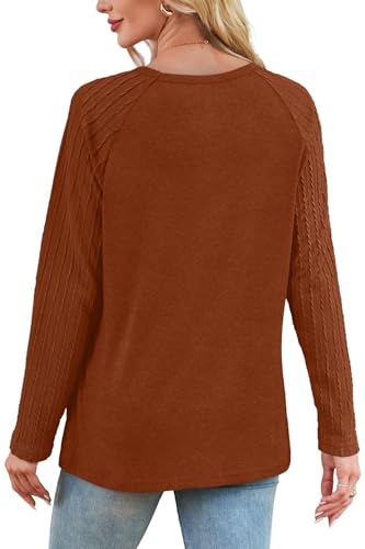 Image of OFEEFAN Long Sleeve Shirts for Womens Fall Fashion 2026 Crewneck Oversized Sweatshirt Tunic Tops to Wear with Leggings