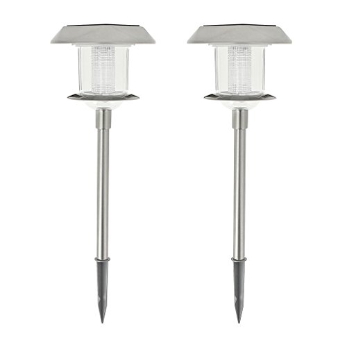 Xanlite SO648-2 Lot de 2 balises solaires 8 LED, Métal, Lumière Blanche