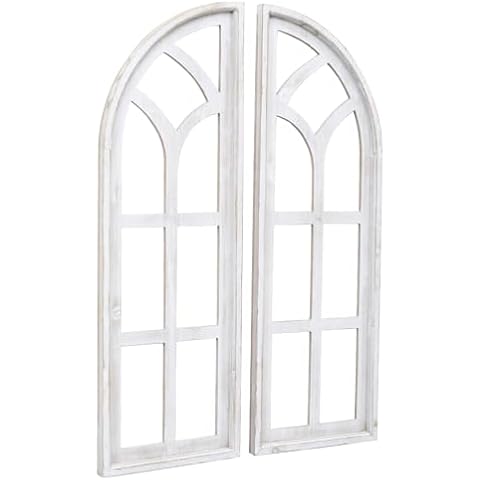 SwallowLiving 24" x 36" Farmhouse Rustic Farmhouse Cathedral Wood Architecture Window Frame Wall Decor Set of 2 Cover