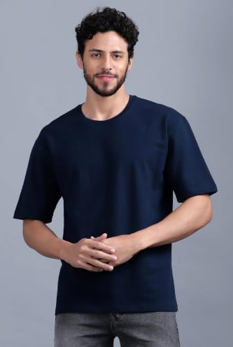 Image of Men's 240 GSM Cotton Oversized Tee - Heavyweight Bio-Washed Fabric | Premium Street Style | Super Soft, Thick & Breathable T-Shirt