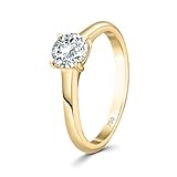 bague or blanc 18k diamant ELLE DIT «OUI»: Bague de fiançailles en or jaune classique 18k sublimant l’éclat du diamant naturel - parfaite pour un moment unique, pour femmes qui aiment l’élégance