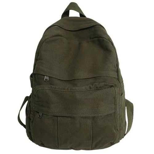 Sac à dos école et voyages grand compartiment tissu uni vert kaki