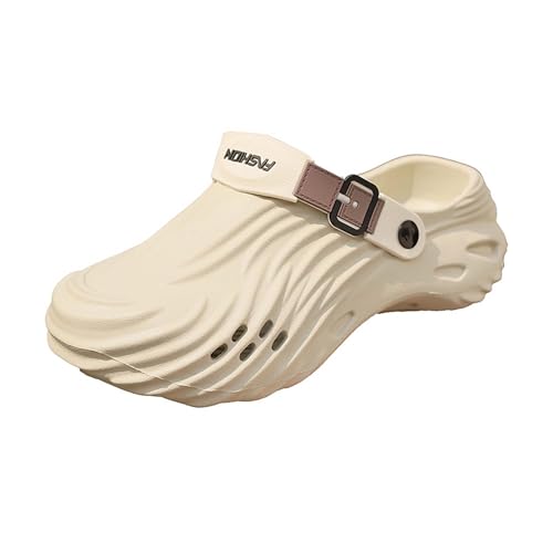 Fashion Sandals Adjustable Straps Textured Design, Lightweight EVA Sole, Slip-On Casual Shoes for Women & Men(White,8.5/9.5)