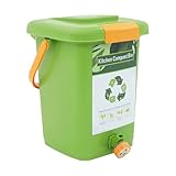 Kitchen Compost Bin, Green Food Waste Compost Caddy Bin with Lid and Handle, Composting Container for Kitchen, Garden, Yard (S-10L)