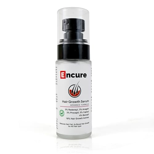 Image of ENCURE Hair Growth Serum | Advanced Formula for Scalp with 3 % Redensyl, 3 % Anagain, 3 % Procapil, 5 % Capixyl & 4% Baicapil 2x Better Results than Minoxidil | Caffeine, Biotin & Rice Water | 18% Hair Growth Actives | Minoxidil Free | Thicker & Stronger | Stimulate Hair Regrowth, Increase Hair Density & Hair Fall Control Serum for Men & Women, 50ml