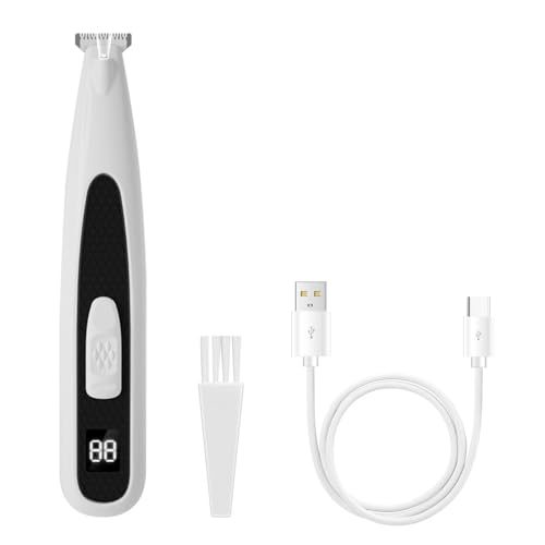 BDKMMS Dog Paw Trimmer, 40db Low Noise Pet Hair Shaver with LED Light & Display Screen, Rechargeable Cat Grooming Clipper for Cats Dogs Paws, Legs, Face, Ear