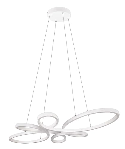 Trio Leuchten LED Pendelleuchte Fly 345619131, Metall Weiß matt, inkl. 32 Watt LED, Switch Dimmer