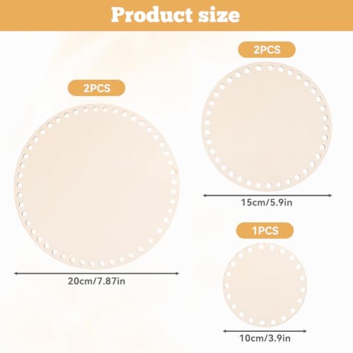 sdhiiolp 5 Stück Korbboden zum HäKeln Korbboden Aus Holz Holzboden zum HäKeln Naturholzkorbboden Korb Flechten set Korbboden set Crochet Basket für DIY Korbflechten 10/15 * 2/20 * 2cm Rund